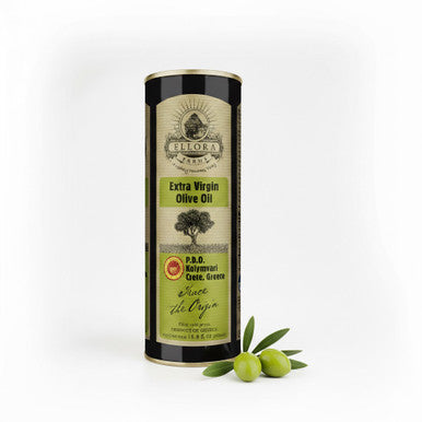 Ellora Farms, Certified PDO Extra Virgin Olive Oil, Traceable and Single Estate EVOO, Harvested in Crete, Greece, 17 oz Tin