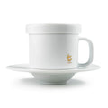 T Series Mug and Saucer with Lid, White
