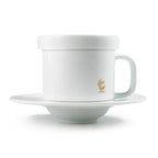 T Series Mug and Saucer with Lid, White