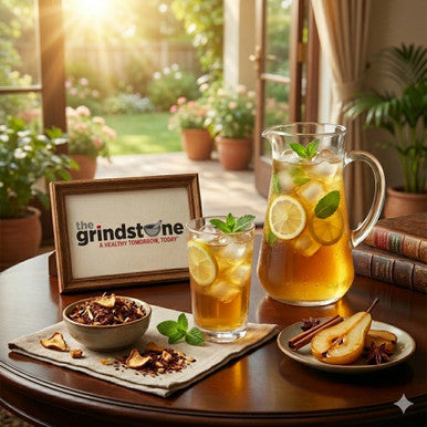 Organic Caramelized Pear Tea, Caffeine Free Herbal infusion with Rooibos, Honey bush, Pear and Apple, 2 oz. Jar