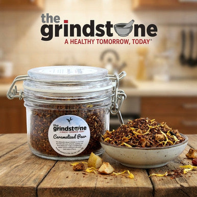 Organic Caramelized Pear Tea, Caffeine Free Herbal infusion with Rooibos, Honey bush, Pear and Apple, 2 oz. Jar