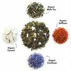 Organic White Coconut Cabana Tea, White Peony Tea, Dessert Tea Collection, 1 oz Jar
