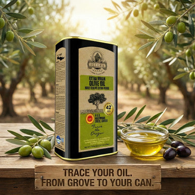 Ellora Farms, Certified PDO Extra Virgin Olive Oil, Traceable and Single Estate EVOO, Harvested in Crete, Greece, 1 Ltr Tin, 33.8 FL oz, Pack of 3