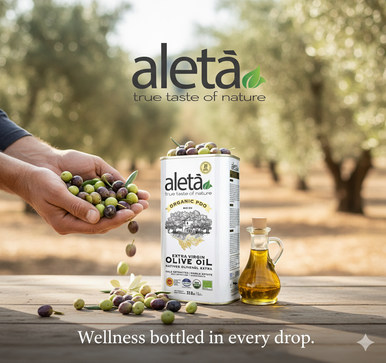 Aleta Organic & Single Estate PDO Extra Virgin Greek Olive Oil, Great Taste Award, 1 Ltr. Tin (33.8 oz.) X 2