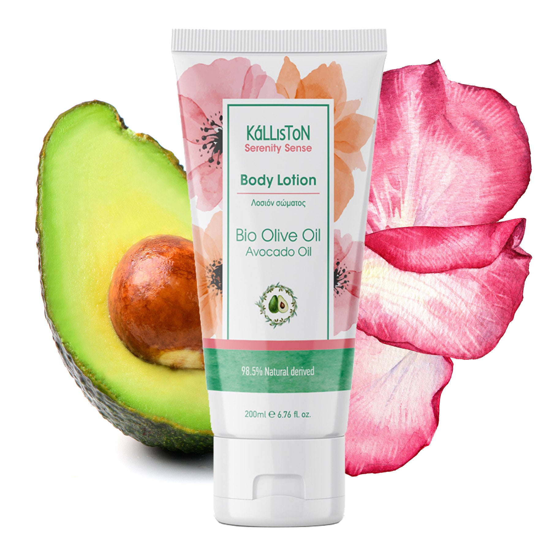 Kalliston Revitalizing Organic Avocado and Olive Oil body lotion with Vitamin E, Moisturize, Nourish and Hydrate, All Skin types,  6.76 oz (200ml)