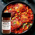 Moroccan Chicken Spice Rub, Perfect for Grilling, BBQ or Baking, Hand Blended Spices, 2.80 oz. Glass Bottle with Sifter