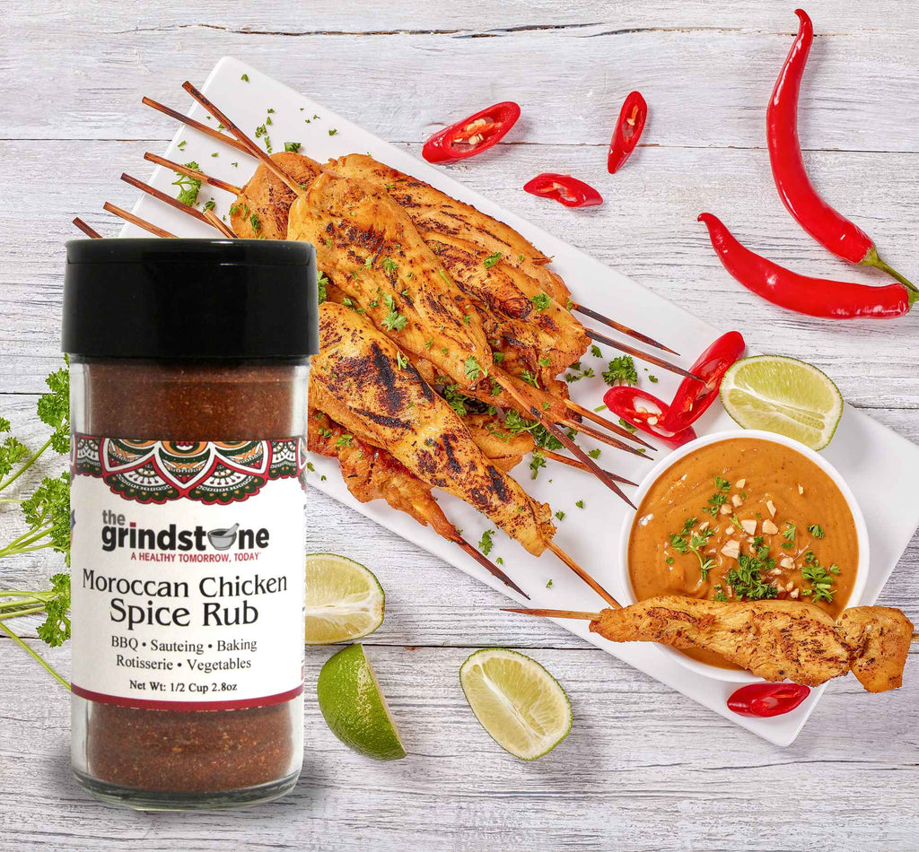 Moroccan Chicken Spice Rub, Perfect for Grilling, BBQ or Baking, Hand Blended Spices, 2.80 oz. Glass Bottle with Sifter