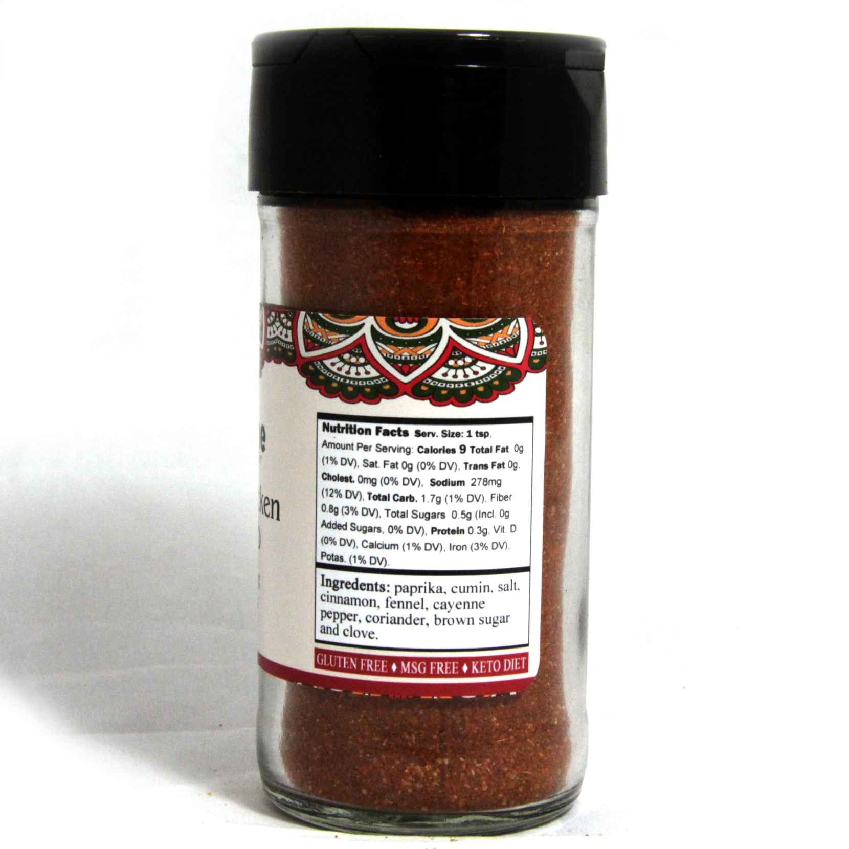 Moroccan Chicken Spice Rub, Perfect for Grilling, BBQ or Baking, Hand Blended Spices, 2.80 oz. Glass Bottle with Sifter