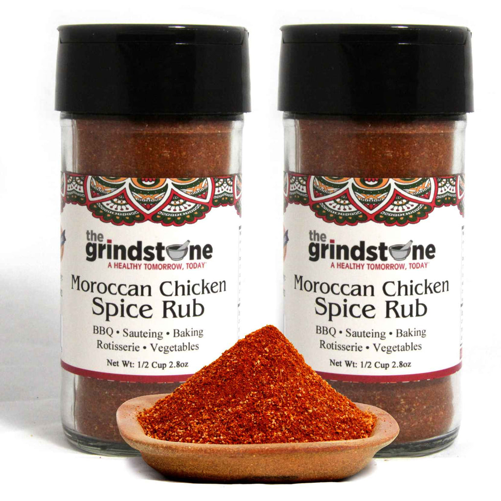 Moroccan Chicken Spice Rub, Perfect for Grilling, BBQ or Baking, Hand Blended Spices, 2.80 oz. Glass Bottle with Sifter, Pack of 2