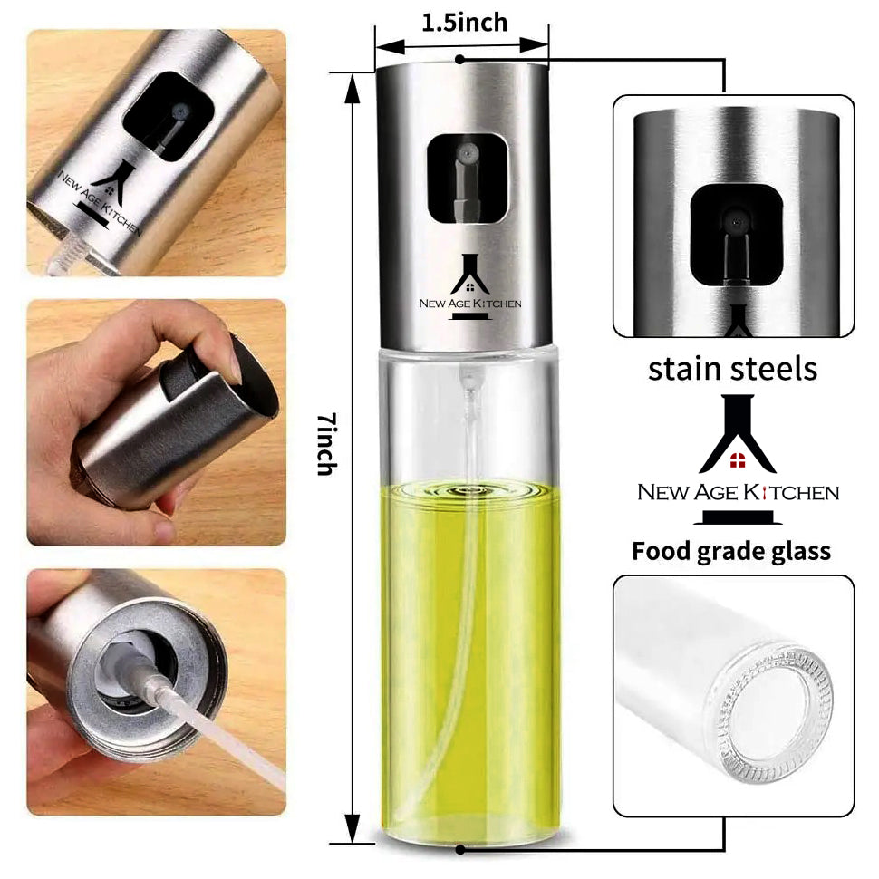 Olive Oil Sprayer and Mister, 100ml Glass Spray Bottle for Balsamic, Salad, BBQ (1 Pack)