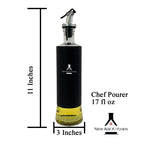 New Age Kitchen, Glass Cruet Bottle, Elegant Stainless Steel Shell casing, large 17 oz (Black)