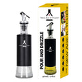 New Age Kitchen, Glass Cruet Bottle, Elegant Stainless Steel Shell casing, large 17 oz (Black)