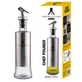New Age Kitchen, Glass Cruet Bottle, Elegant Stainless Steel Shell casing, large 17 oz (Steel)
