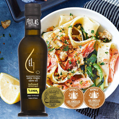 Organic Lemon Infused Extra Virgin Olive Oil, Finishing Oil, Single Origin Greece, 8.45 Oz