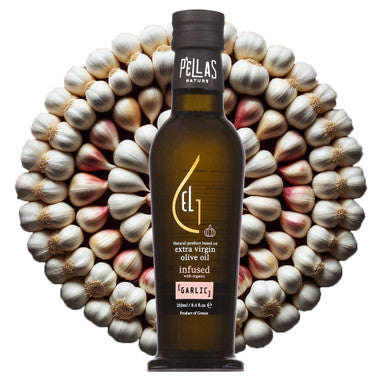 Organic Garlic Infused Extra Virgin Olive Oil, Finishing Oil, Single Origin Greece, 8.45 Oz