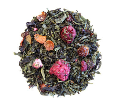 Organic Pomegranate Green Tea, Green & Black Tea with Bits of Fruit, Wellness Tea Collection, 2 oz. Jar