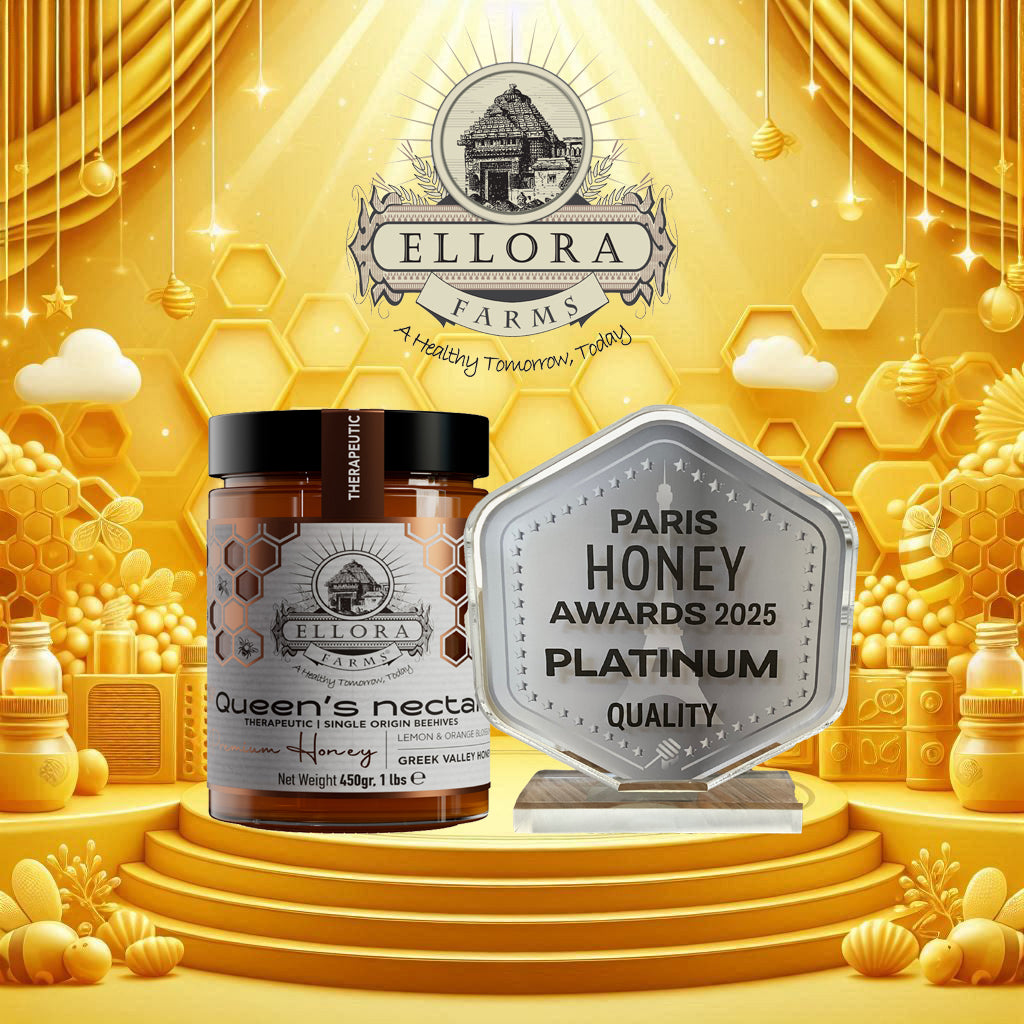 Ellora Farms, Queens Nectar, Lemon & Orange Blossom Honey, Greek Superfood, Includes Wooden Dippers, 1 lb Each, Twin Pack