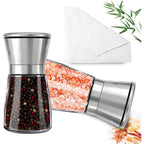 Salt & Pepper Mills, 3 Pcs Grinder with Free Caddy, Empty & Refillable Spice, Pepper or Salt Mills