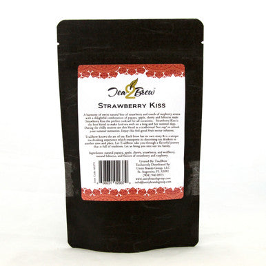Strawberry Kiss Tea, Loose Leaf Hibiscus Infusion with Tropical Fruit Pieces, Resealable Pouch, 3.5 oz.