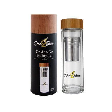 Tea2Brew, On the Go Infuser, 16oz Double Wall Glass, No Sleeve, Gift Pack
