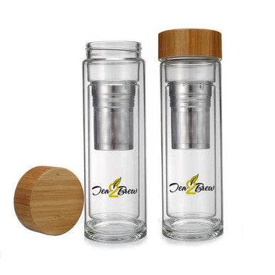 Tea2Brew, On the Go Infuser, 16oz Double Wall Glass, No Sleeve, Gift Pack