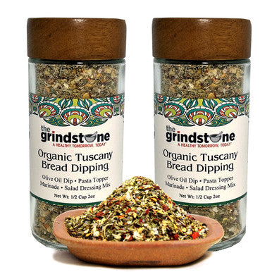 Organic Tuscany Bread Dipping Seasoning, Enjoy with Extra Virgin Olive Oil, Pasta, Pizza, Glass Jar with sifter, 2.3 oz each, Pack of 2