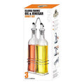 New Age Kitchen, Venus Glass Cruet Bottle Set, Carry Rack and Spout, Olive & Vinegar Dispenser, 16 oz. Bottles