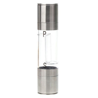 2 in 1 Salt and Pepper Grinder, Adjustable Ceramic Rotor, Salt Mill and Pepper Mill Shaker, Brushed Stainless Steel, Empty