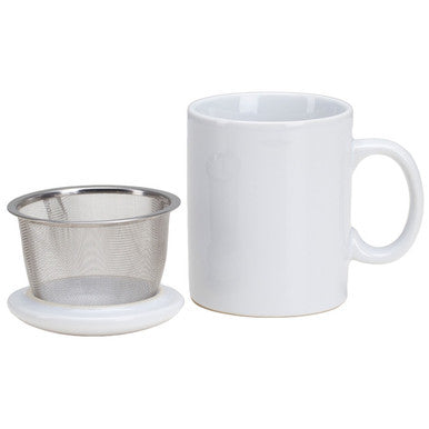Infuser Tea Mug With Lid, 11 oz  White