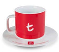 t-Mug & Saucer, Porcelain, 250 ml Cherry Red